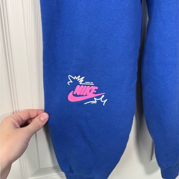 Nike Girls Colbolt Blue Joggers With Pink Groovy Logo Size Large - Picture 10 of 10